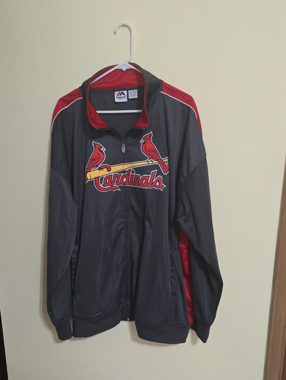 Majestic Grey & Red St. Louis Cardinals Track Jacket